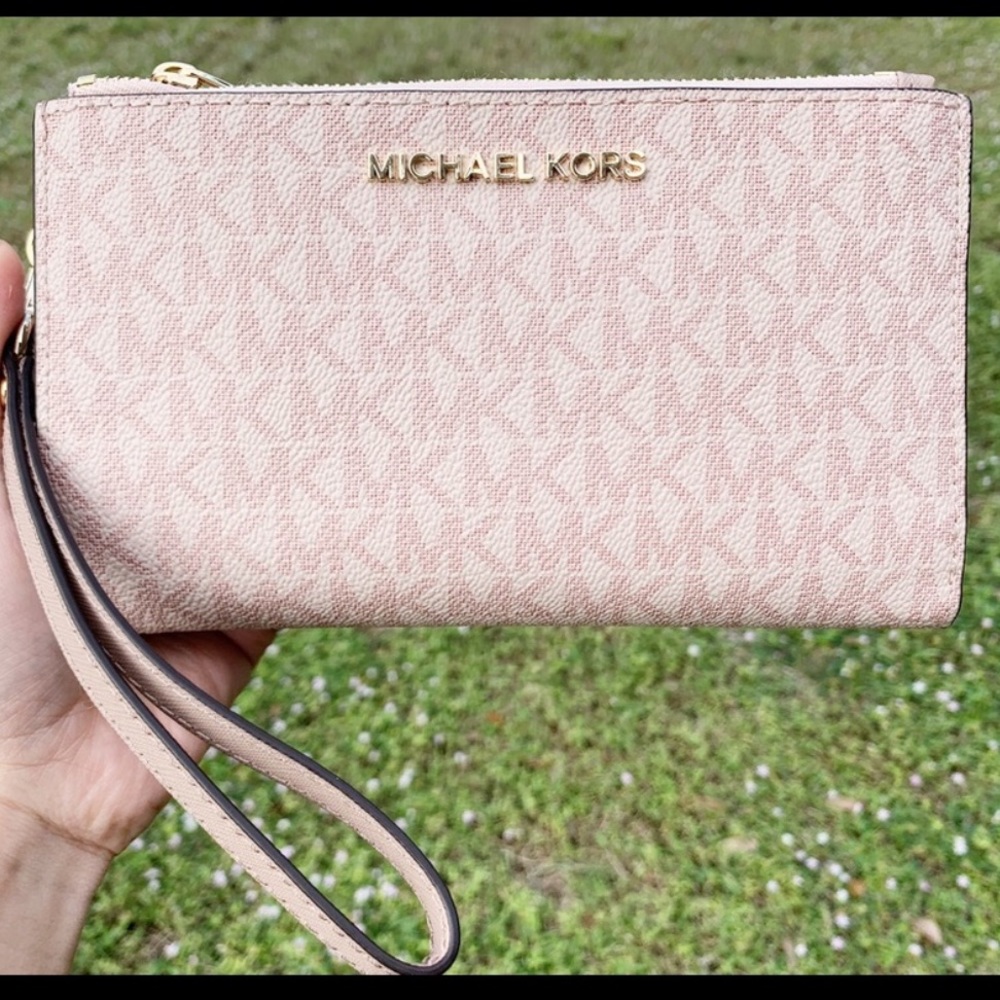 NWT Michael Kors Large Double Zip Wristlet Pink - Picture 5 of 5